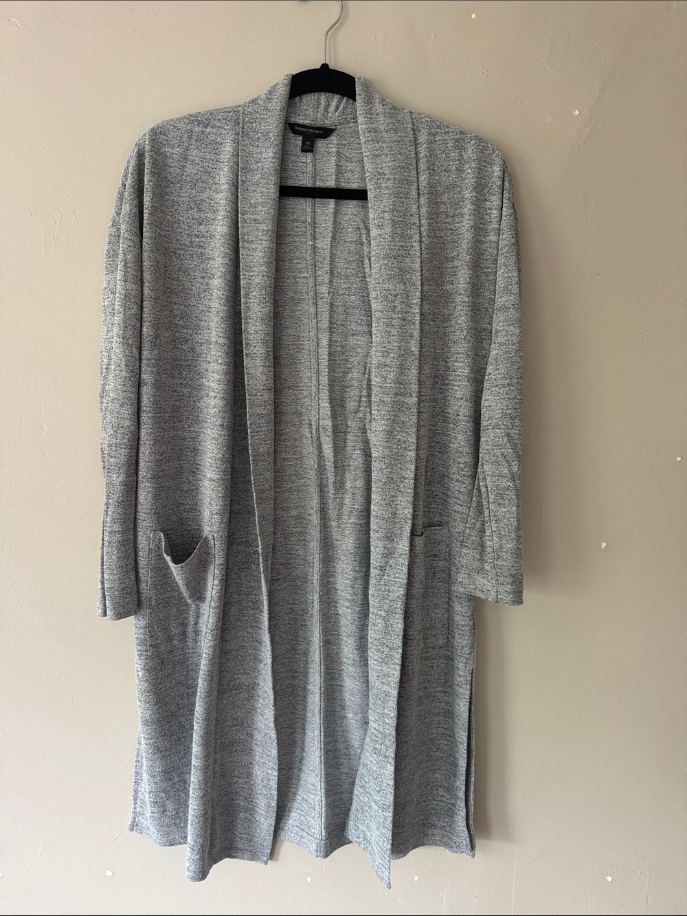 Light Gray Open Front Long Cardigan